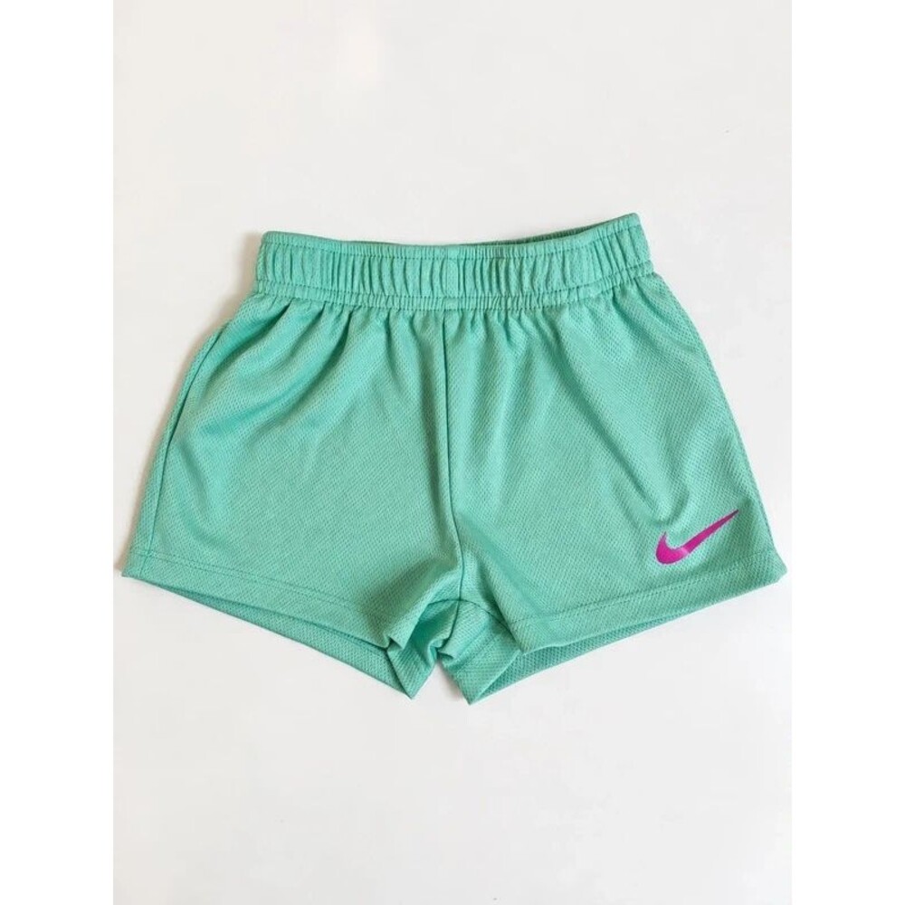 Nike Girls 4T Mint Teal Mesh Athletic Shorts Pink Swoosh